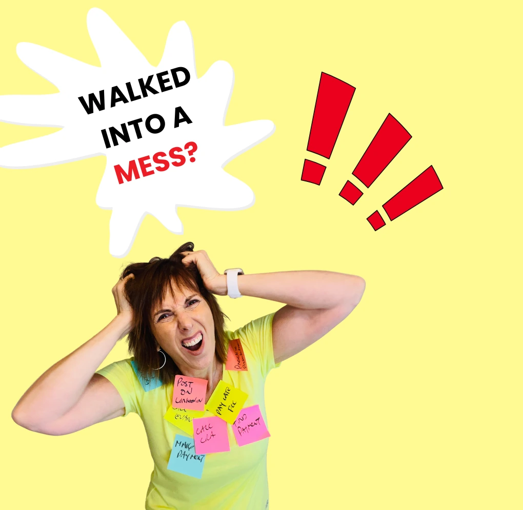 Why virtual assistants quit, they walked into a mess, Kris Ward with her hands on her head